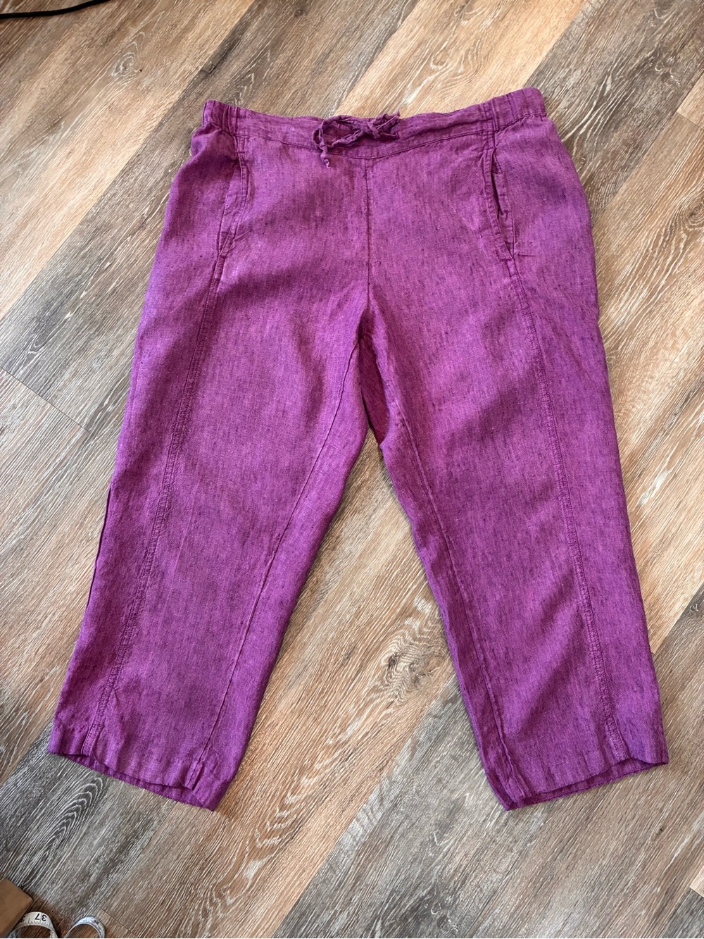 Coldwater Creek Purple Linen-Blend Drawstring Waist Pants